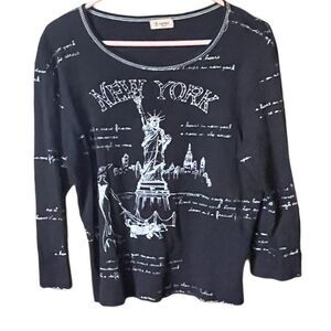 Vintage size Large Cactus New York scene rhinestone tee.